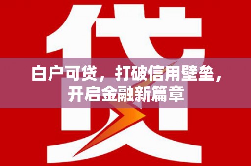 林园白户可贷，打破信用壁垒，开启金融新篇章